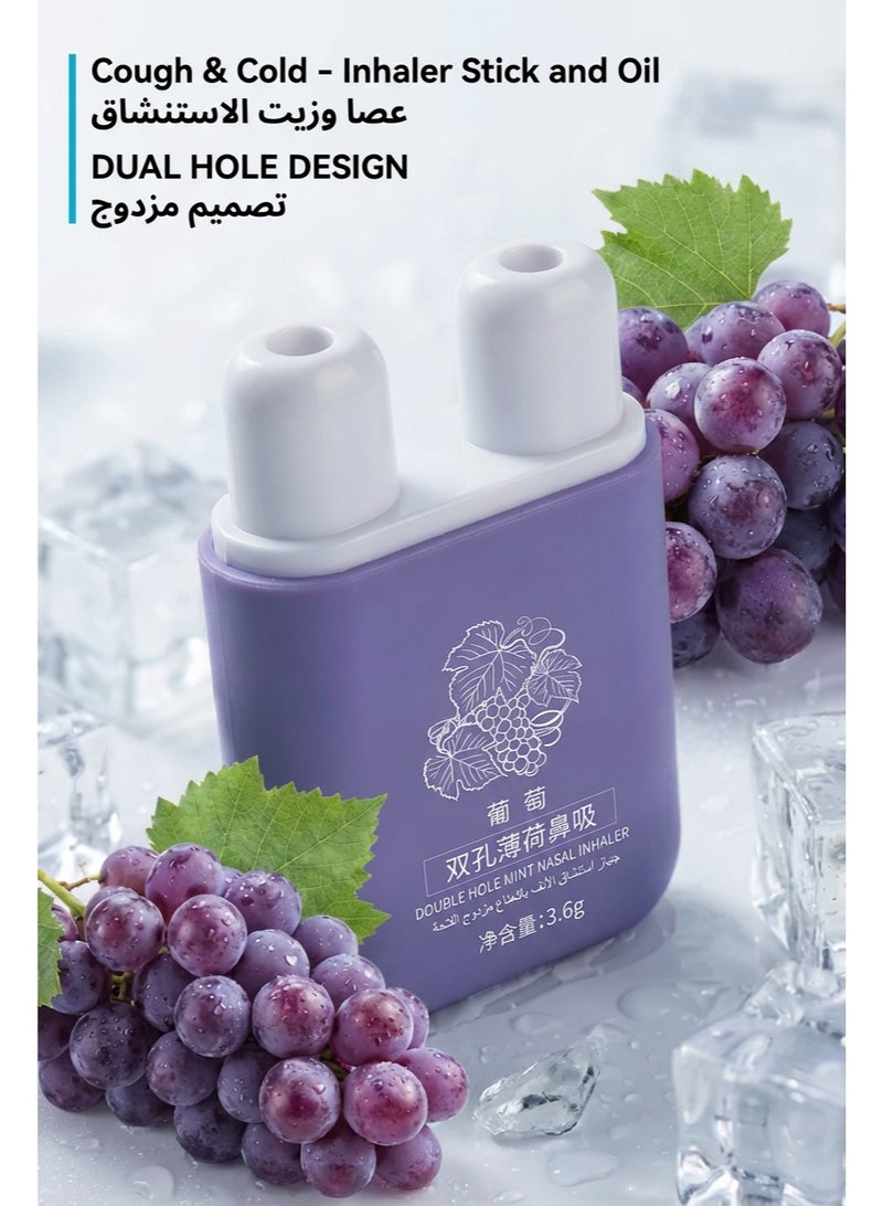 عصي استنشاق الأنف العطرية المحمولة 1 قطعة - منثول منعش قوي | تصميم ثنائي الفوهات بدون إضافات | يخفف من انسداد الأنف ويزيد من التركيز واليقظة | قابل لإعادة الاستخدام للقيادة والدراسة وتخفيف البرد - Image 3